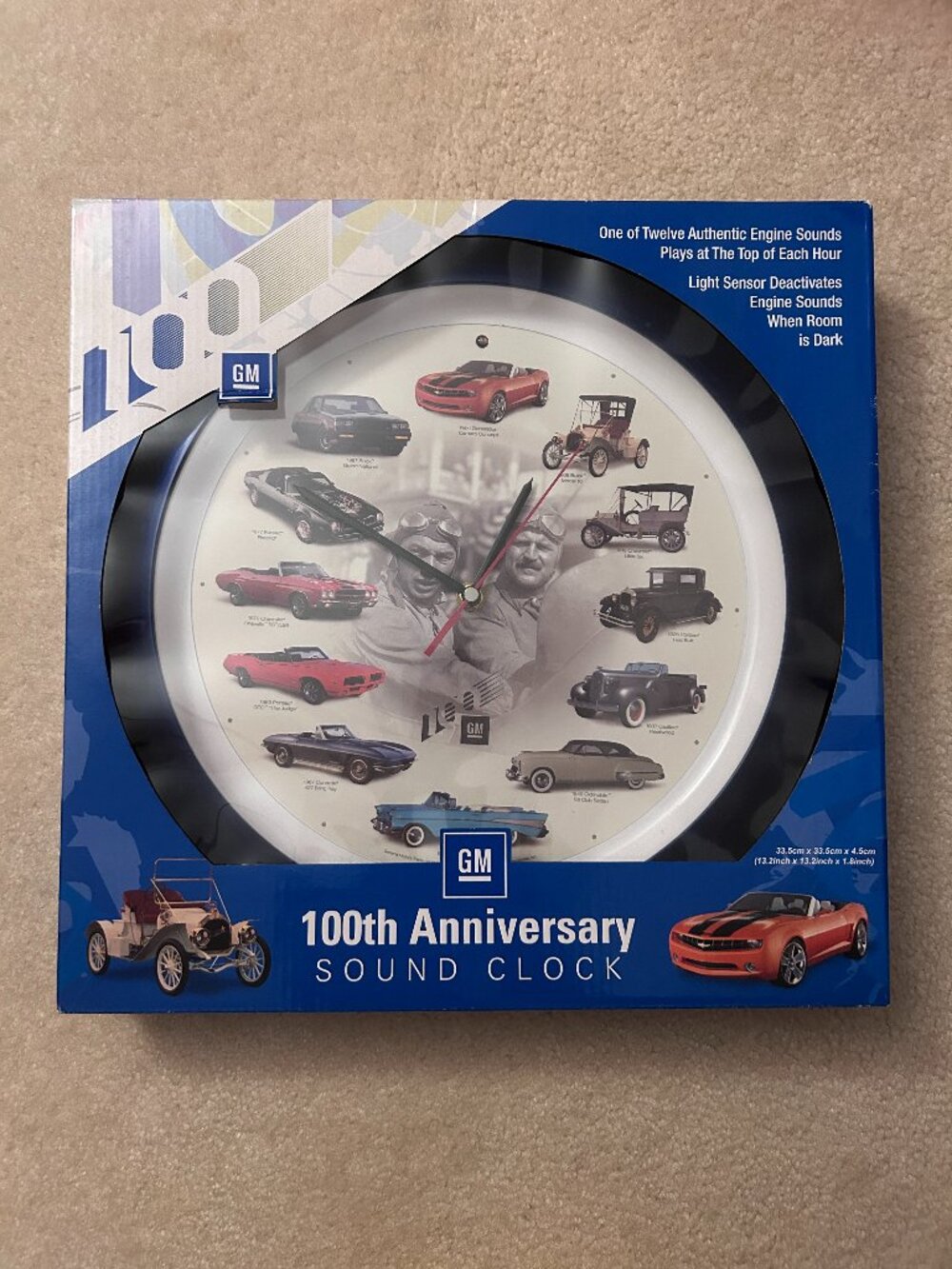 GM 100th Anniversary ~ Wall Clock ~ 12 Authentic Engine Sounds top of each hour